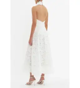 Rebecca Vallance Nuvola Halter Midi Dress in Ivory Size AU 8 for rent on The Volte - image 6