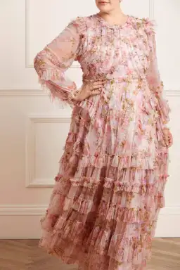 Needle and Thread Darling Meadow Ruffle Gown in Pink / Multi Size 20 