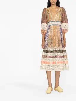 Zimmermann Devi Spliced Midi Dress Print Size 4 / AU 16 for rent on The Volte - image 1