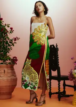 Alemais Tiger Slip Midi Dress Multi Size AU 12 for rent on The Volte - image 1