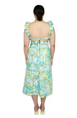 Zimmermann High Tide Frilled Ruffle Midi Dress Aqua Ikat Floral Size 3 / 14 AU for rent on The Volte - image 4
