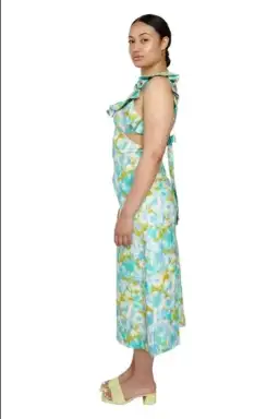 Zimmermann High Tide Frilled Ruffle Midi Dress Aqua Ikat Floral Size 3 / 14 AU for rent on The Volte - image 3