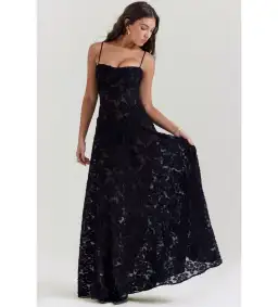 House of CB Seren Floral Lace Back Maxi Dress Black Size XS / AU 6 for rent on The Volte - image 2