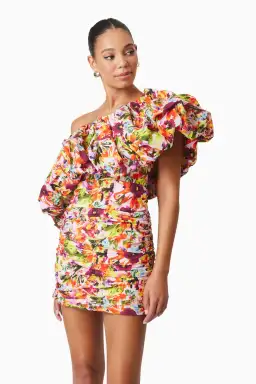 Elliatt Elira Printed Mini Dress in Floral Multi Size 10 for rent on The Volte - image 4