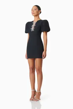 Elliatt Delia Diamante Mini Dress in Black Size 10 for rent on The Volte - image 2