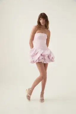 Aje Violette Bubble Hem Mini Dress in Pastel Pink Size AU 6