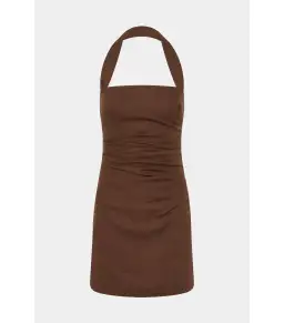 Sir the Label Noemi Halter Mini Dress in Chocolate Size AU 4  for rent on The Volte - image 5