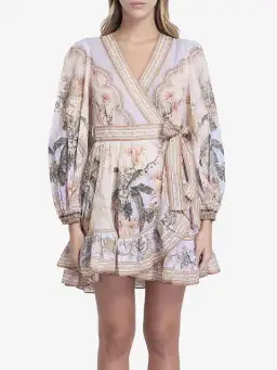 Zimmermann Wylie Mini Wrap Frill Dress in Blue Floral Size 3 / AU 14 for rent on The Volte - image 2