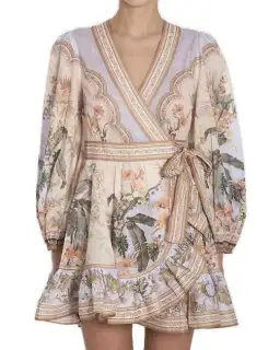 Zimmermann Wylie Mini Wrap Frill Dress in Blue Floral Size 3 / AU 14 for rent on The Volte - image 4