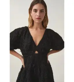 Aje Florential Textured Midi Dress Black Size AU 16 for rent on The Volte - image 2