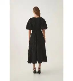 Aje Florential Textured Midi Dress Black Size AU 16 for rent on The Volte - image 3