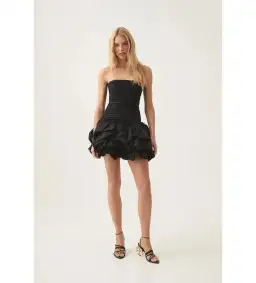 Aje Violette Bubble Hem Mini Dress Black Size AU 10