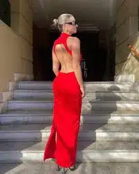 Effie Kats Ambre Gown In Cherry Red Size 6 / XS for rent on The Volte - image 4
