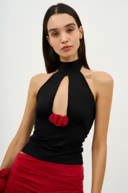 Magda Butrym Halterneck Jersey Top Black Size 8 for rent on The Volte - image 1