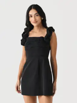 Rachel Gilbert Henley Mini Dress Black Size 0 / AU 6