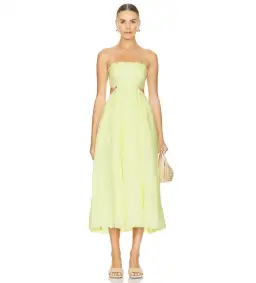 Zimmermann Halliday Scallop Midi Dress In Yellow Size 2 / Au 12