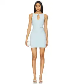 Bec & Bridge Elvie Key Hole Mini Dress In Dolphin Blue Size 10