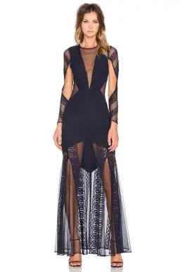 Shona Joy Ambrosia Backless Long Dress Navy Black One Size  for rent on The Volte - image 1