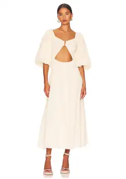 Sovere Mercy Reversible Midi Dress in French Vanilla Size