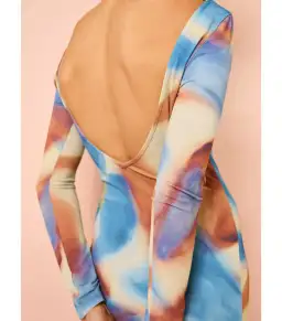 Issy Long Sleeve Maxi Dress in Blue Marble Size AU 16  for rent on The Volte - image 2