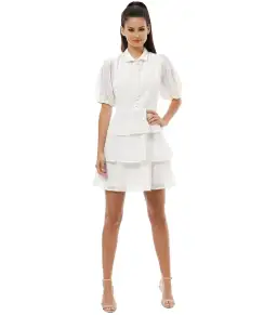 C/MEO Collective Think About Me Mini Dress White Size AU 8 for rent on The Volte - image 1
