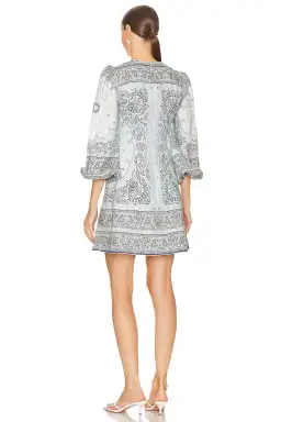 Zimmermann Matchmaker Keyhole Mini Dress Blue Bandana Size 4 / AU 16 for rent on The Volte - image 3