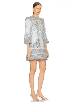 Zimmermann Matchmaker Keyhole Mini Dress Blue Bandana Size 4 / AU 16 for rent on The Volte - image 2