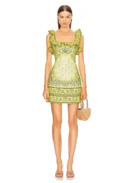 Zimmermann Matchmaker Frilled Mini Dress Yellow Bandana Size 3 / AU 14