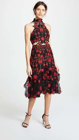 Thurley English Rose Midi Dress Black & Red Sz 6 for rent on The Volte - image 2