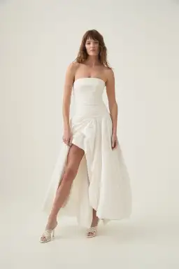 Aje Violette Bubble Hem Maxi Dress in White Size AU 6