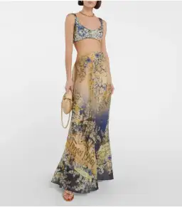 Zimmermann Tama Bralette Size 2 / AU 12 and Bias Flare Skirt Size 0 / AU 8 Set Forget Me Knots 