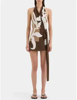 Sir the Label Portia Wrap Mini Dress Chocolate Sorrento Size 8 for rent on The Volte - image 1