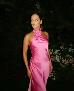 Misha Teresa Satin Gown Pink/Purple Rose Size 8/S for rent on The Volte - image 4