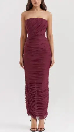 House of CB Sapphire Strapless Gathered Maxi Dress Wine Size XS / AU 6 for rent on The Volte - image 2
