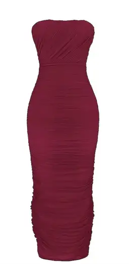 House of CB Sapphire Strapless Gathered Maxi Dress Wine Size XS / AU 6 for rent on The Volte - image 6