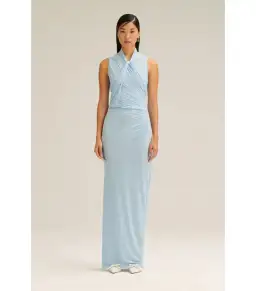 Scanlan Theodore Mesh Drape Top And Skirt Pale Blue Size AU 10 for rent on The Volte - image 1