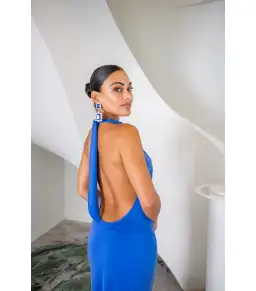 Sneaky Link Saint Plunge Maxi Dress in Sapphire Size AU 8 for rent on The Volte - image 4