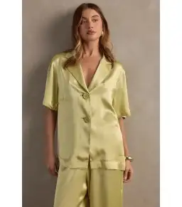 Raef The Label Carla Satin Shirt in Pistachio Size AU 10 for rent on The Volte - image 3