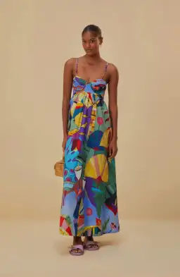 Farm Rio Tropical Scenario Maxi Dress in Beach Cafe Small / AU 8