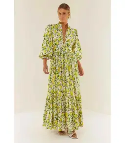 Palm Noosa Royal Flush Dress Lemon Print Size AU 12  for rent on The Volte - image 1
