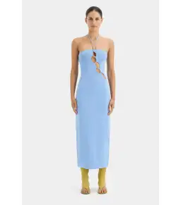 Sir The Label Salvador Beaded Halter Dress Cornflower Blue Size 0 / AU 6