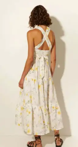 Kivari Adaline Wide Strap Linen Midi Dress Floral Size 10 for rent on The Volte - image 3