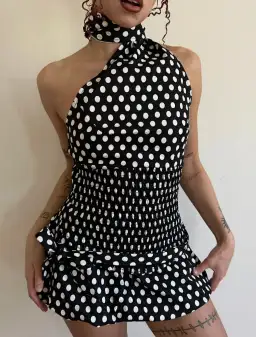 Blondita Gwen Top and Bubble Mini Skirt Set Polka Dot Size 10 for rent on The Volte - image 4