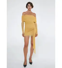 Benni Yasmin Mini Dress In Mustard Size 8