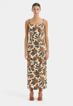 Sir the Lable Primrose Ruched Midi Dress Ivory Tapestry Size 2/Au 10 for rent on The Volte - image 1
