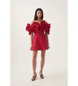 Aje Etta Mini Dress Red Size 6 for rent on The Volte - image 1