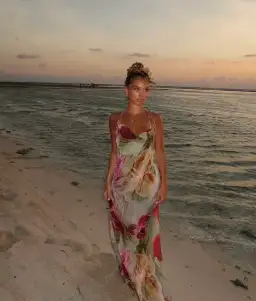 Jaded London Dahlia Hand Beaded Backless Chiffon Maxi Dress Floral Size 8 for rent on The Volte - image 3