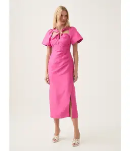 Aje Presence Twisted Midi Dress Fuchsia Rose Size 12 for rent on The Volte - image 1