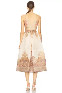 Zimmermann Illustration Draped Midi Dress Cream Paisley Size 8 for rent on The Volte - image 2