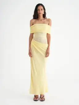 Benni Nico Off Shoulder Maxi Dress in Butter Size 8 for rent on The Volte - image 1